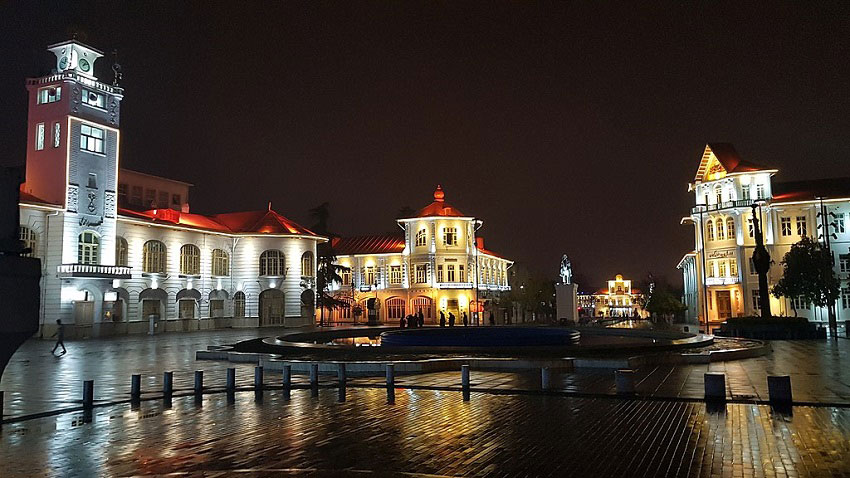 rasht municipality mansion in an autumn night