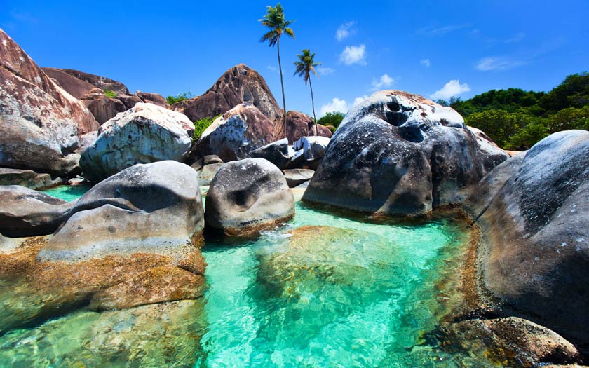 ساحل بث در جزایر بریتیش آیلندز (The Baths, British Virgin Islands)