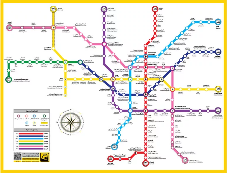 نقشه مترو تهران 1402 + ساعت حرکت و راهنمای کامل تمام خطوط | مجله علی‌بابا